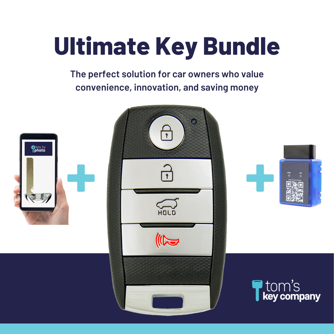Ultimate Smart Key Bundle with Programming Tool, Refurbished 4-Button Smart Key Fob and Key By Photo for Select Kia Vehicles (KIASK-4B-200-K-UKB)