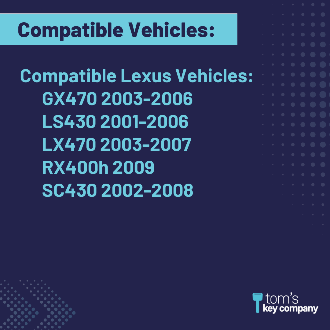 Brand New Aftermarket Transponder Key for Select Lexus Vehicles (LEX-KEY-4D68)