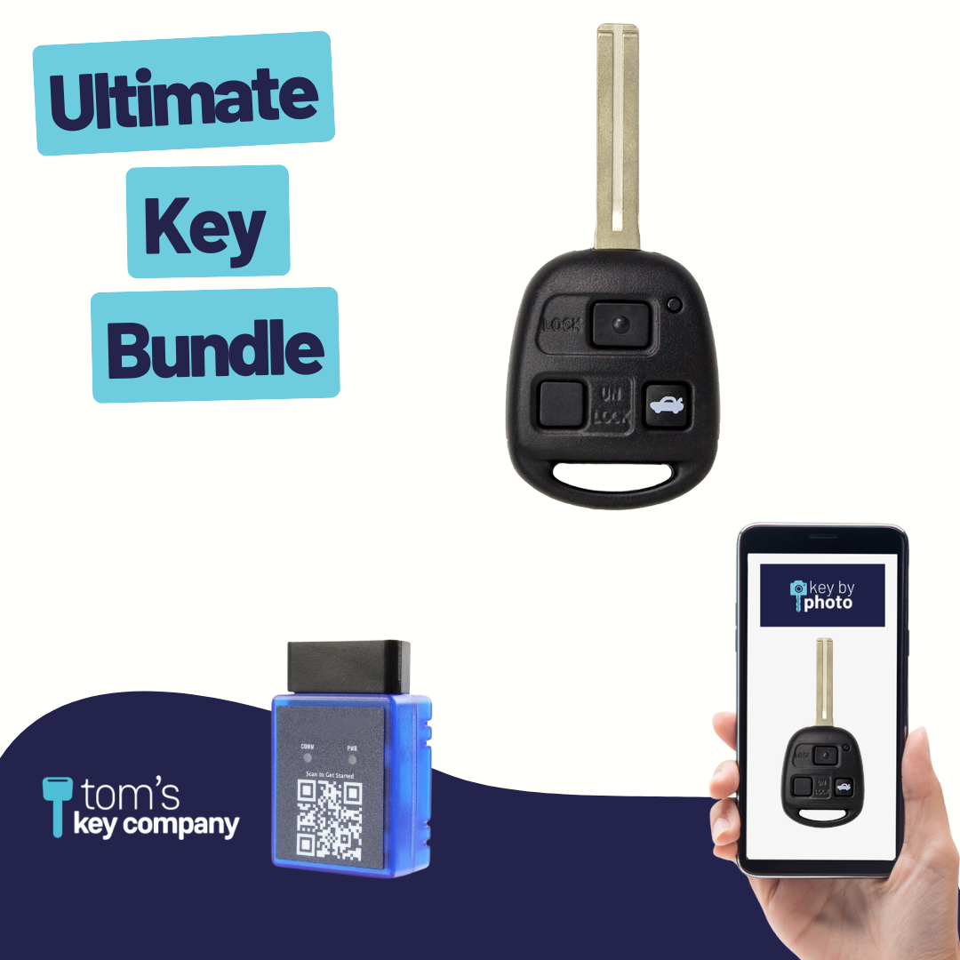 Ultimate Remote Key Bundle with Programming Tool, Aftermarket 3-Button Remote Key and Key By Photo for Select Lexus Vehicles (LEXCK-3B-02-K-UKB)