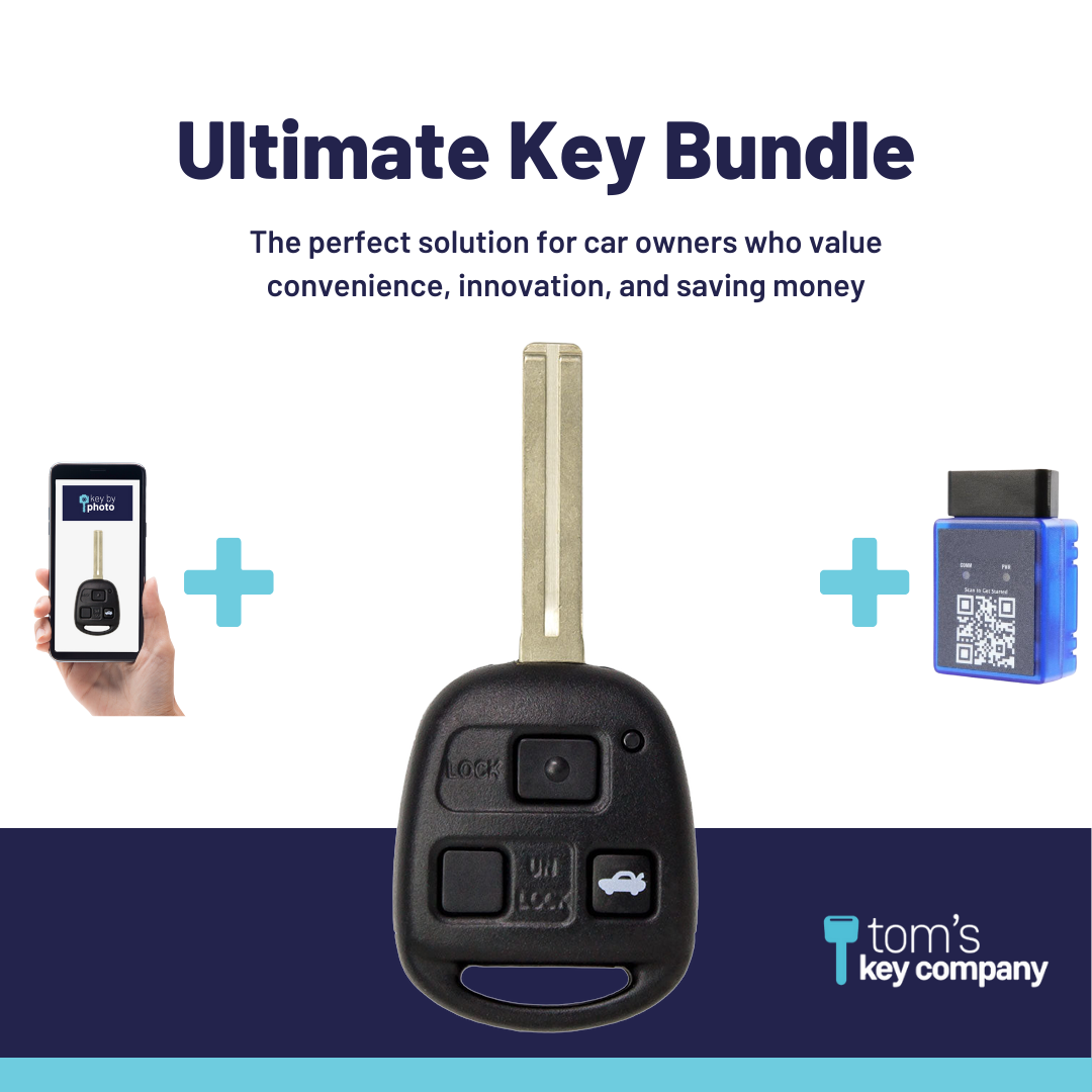 Ultimate Remote Key Bundle with Programming Tool, Aftermarket 3-Button Remote Key and Key By Photo for Select Lexus Vehicles (LEXCK-3B-02-K-UKB)