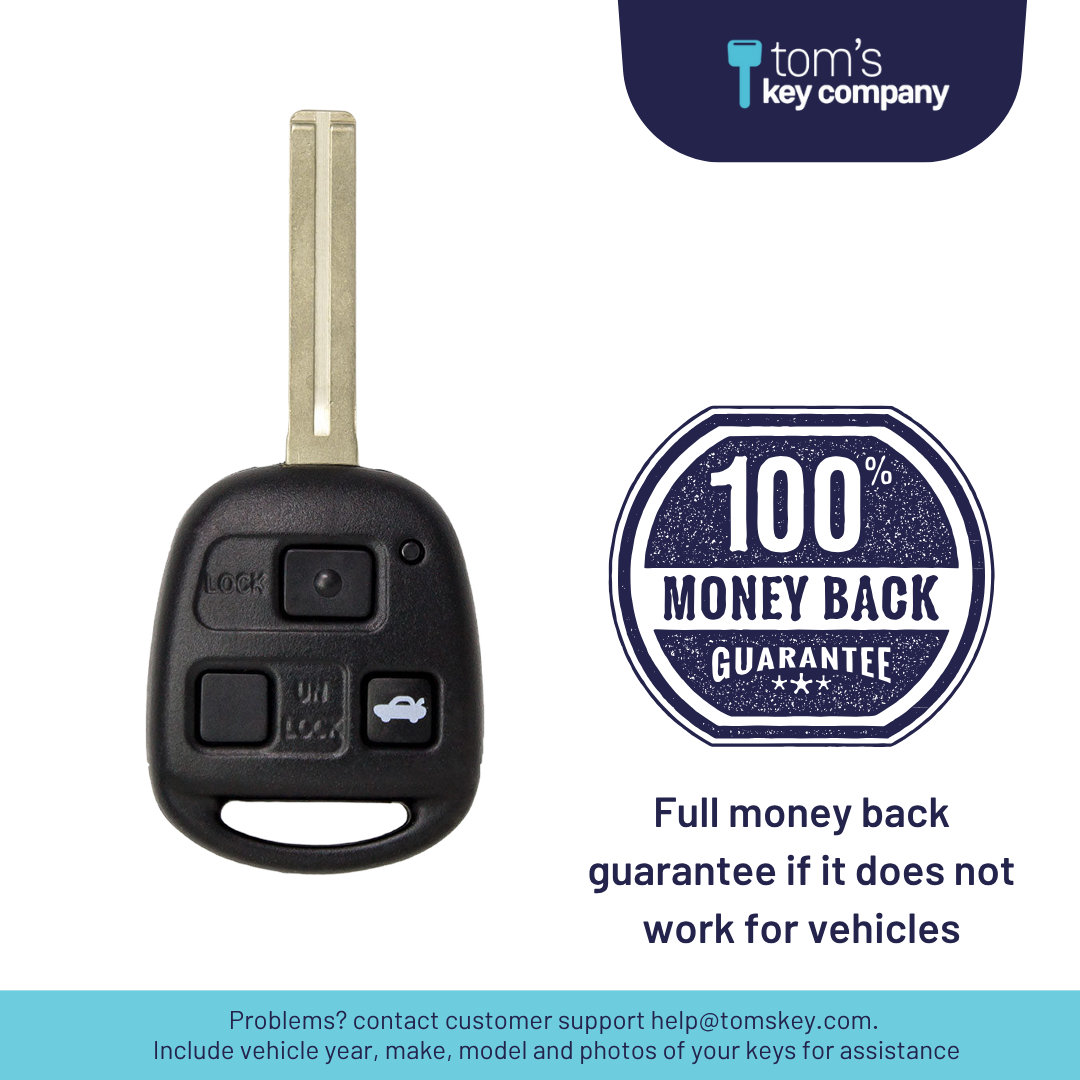 Brand New Aftermarket 3-Button Remote Key with Lock, Unlock, Trunk for Select Lexus Vehicles (LEXCK-3B-02-K)