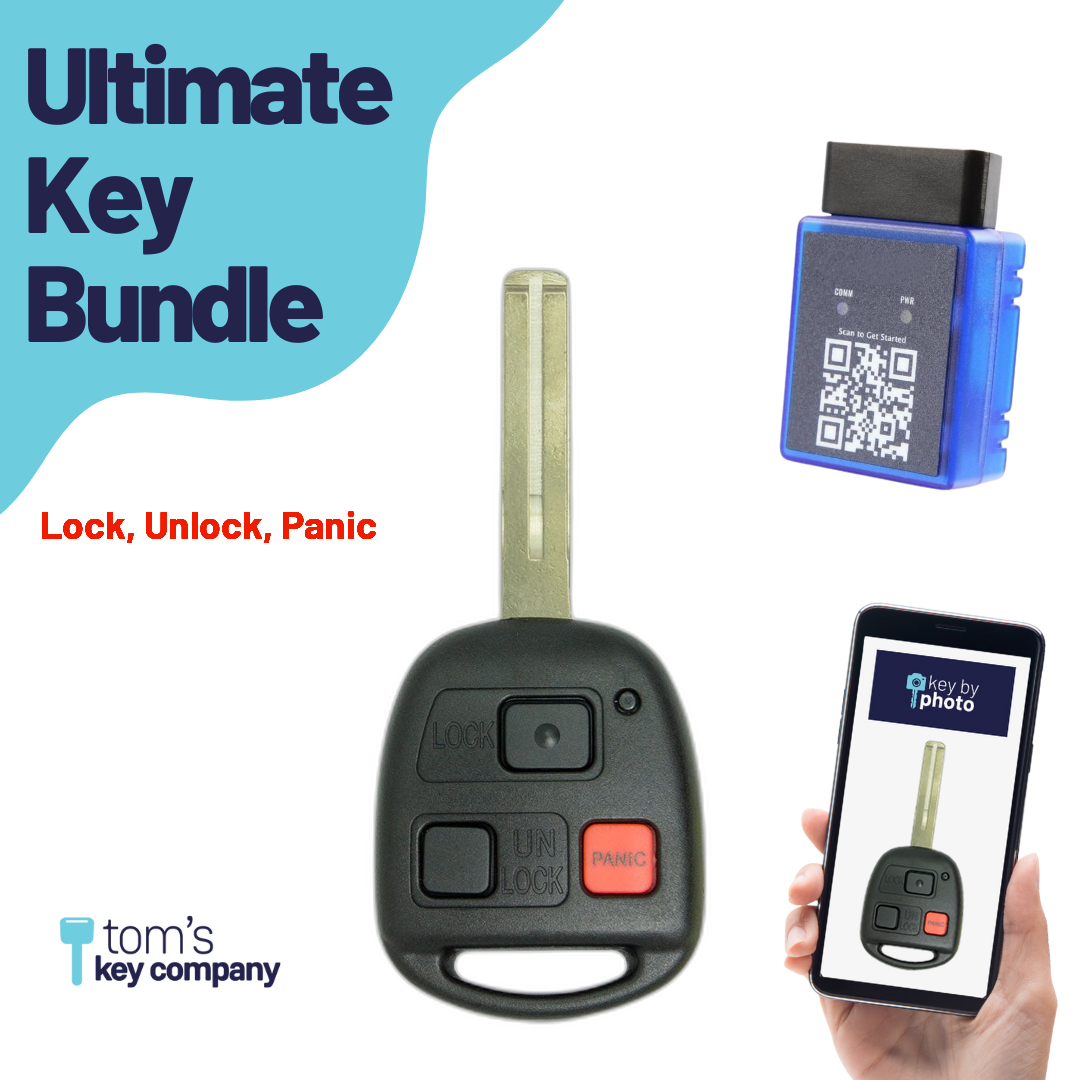 Ultimate Remote Key Bundle with Programming Tool, Aftermarket 3-Button Remote Key and Key By Photo for Select Lexus Vehicles (LEXCK-3B-05-K-UKB)