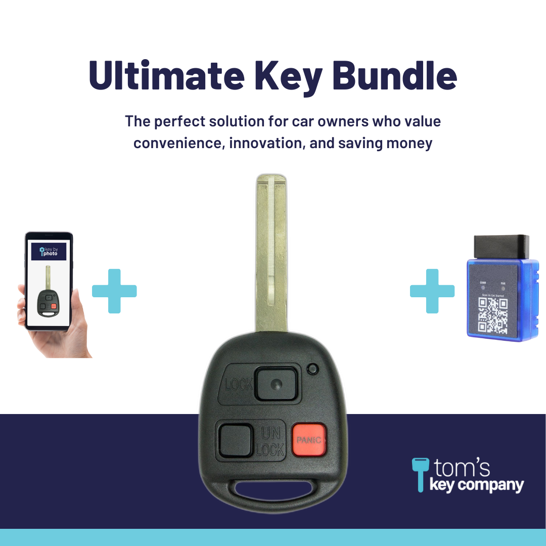 Ultimate Remote Key Bundle with Programming Tool, Aftermarket 3-Button Remote Key and Key By Photo for Select Lexus Vehicles (LEXCK-3B-05-K-UKB)