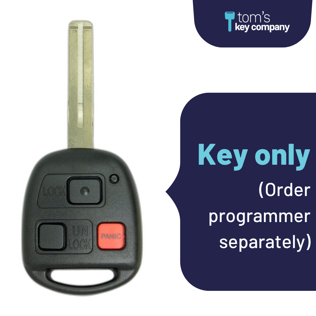 Brand New Aftermarket 3-Button Remote Key with Lock, Unlock, Panic for Select Lexus Vehicles (LEXCK-3B-05-K)