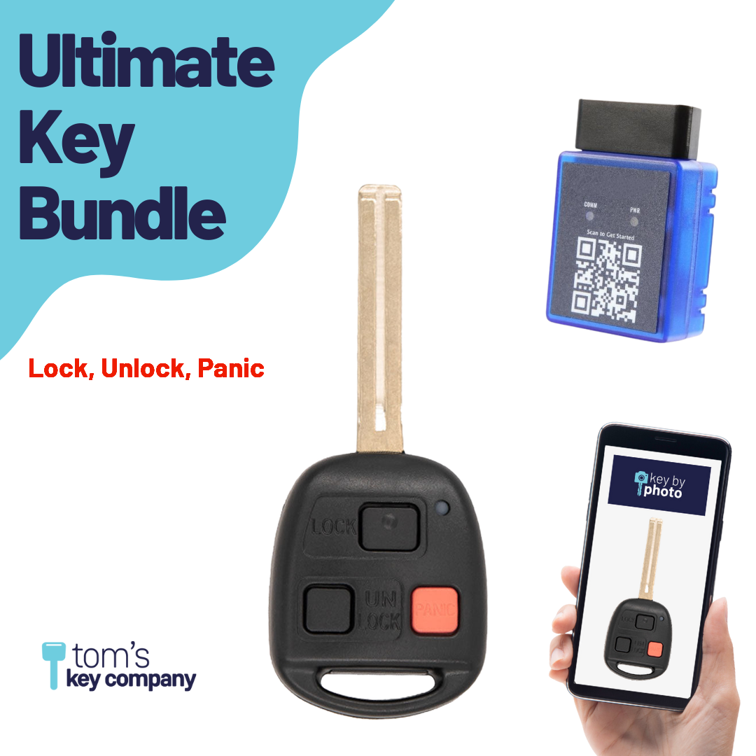 Ultimate Remote Key Bundle with Programming Tool, Aftermarket 3-Button Remote Key and Key By Photo for Select Lexus Vehicles (LEXCK-3B-08L-K-UKB)