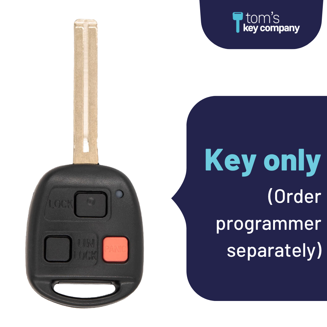 Brand New Aftermarket 3-Button Remote Key with Lock, Unlock, Panic for Select Lexus Vehicles (LEXCK-3B-08L-K)