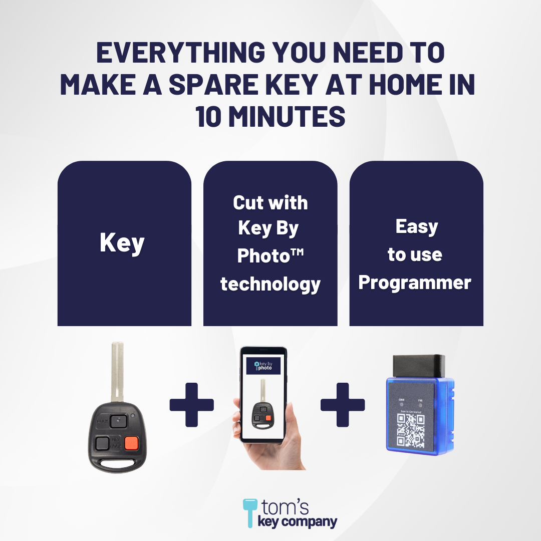 Ultimate Remote Key Bundle with Programming Tool, Aftermarket 3-Button Remote Key and Key By Photo for Select Lexus Vehicles (LEXCK-3B-10-K-UKB)