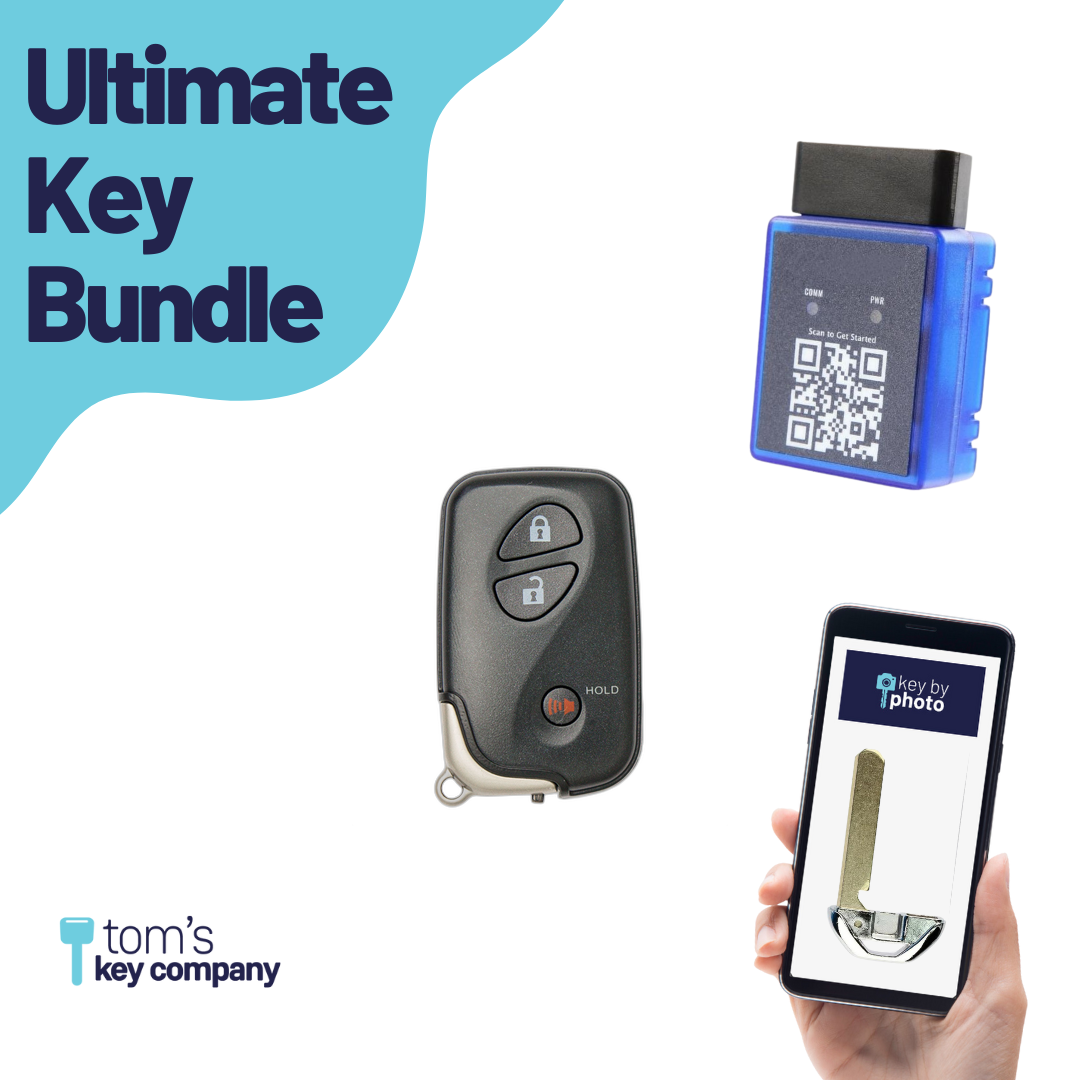 Ultimate Smart Key Bundle with Programming Tool, Aftermarket 3-Button Smart Key Fob and Key By Photo for Select Lexus Vehicles (LEXSK-3B-31-K-UKB)
