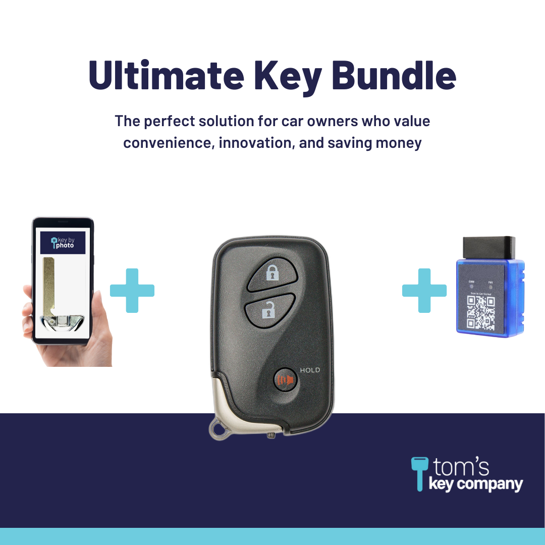 Ultimate Smart Key Bundle with Programming Tool, Aftermarket 3-Button Smart Key Fob and Key By Photo for Select Lexus Vehicles (LEXSK-3B-31-K-UKB)