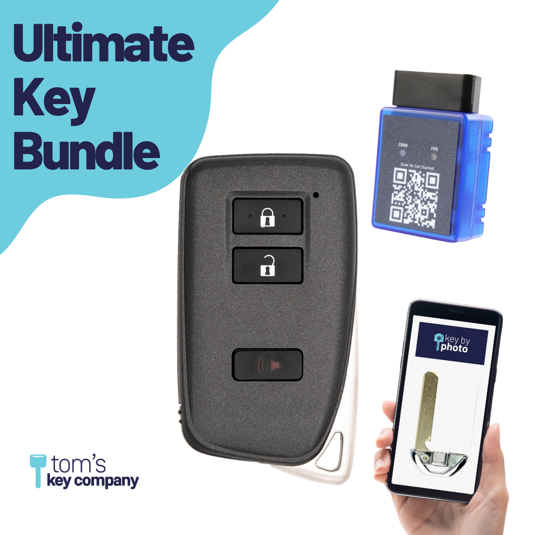 Ultimate Smart Key Bundle with Programming Tool, Refurbished 3-Button Smart Key Fob and Key By Photo for Select Lexus Vehicles (LEXSK-3B-45-K-UKB)