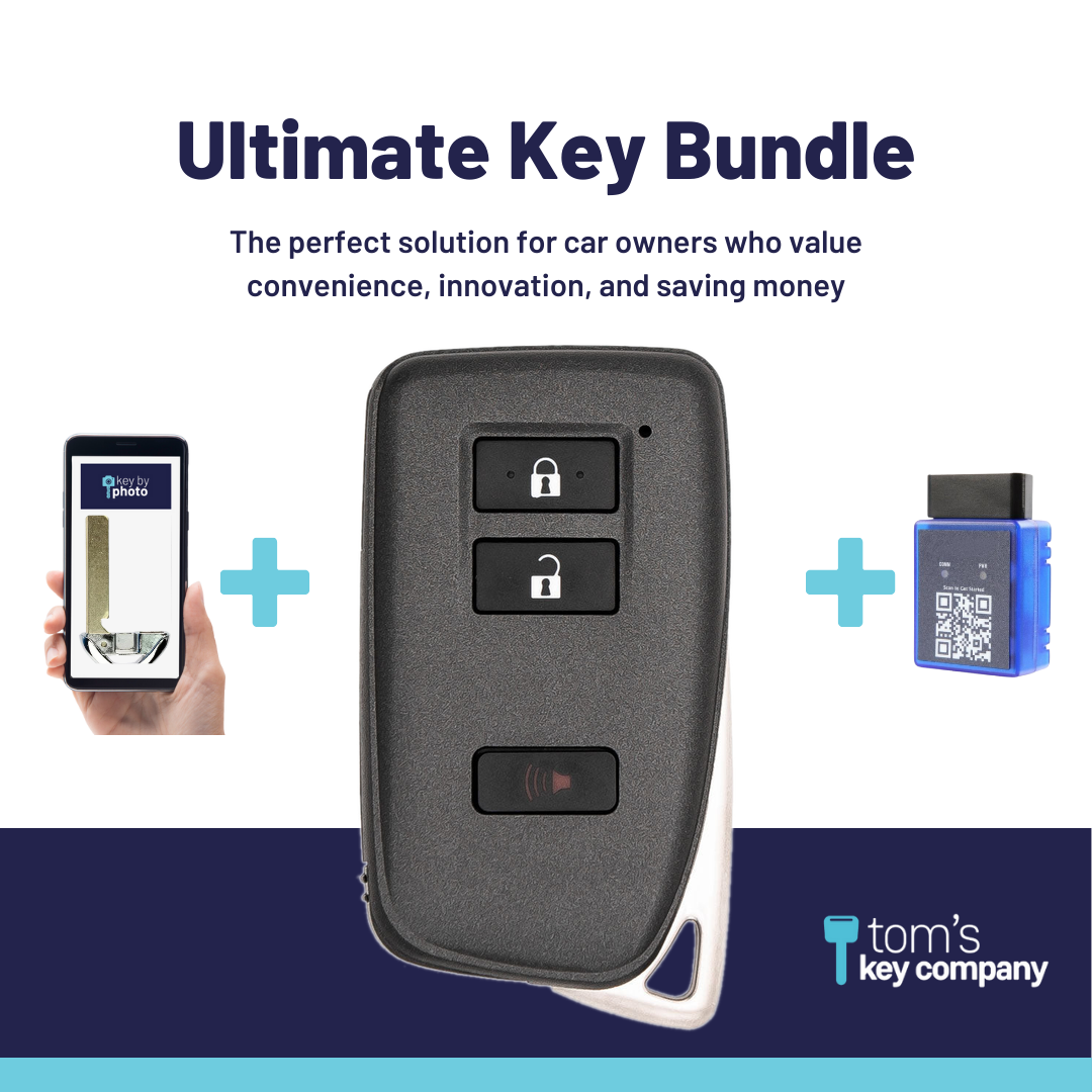 Ultimate Smart Key Bundle with Programming Tool, Aftermarket 3-Button Smart Key Fob and Key By Photo for Select Lexus Vehicles (LEXSK-3B-45-K-UKB)