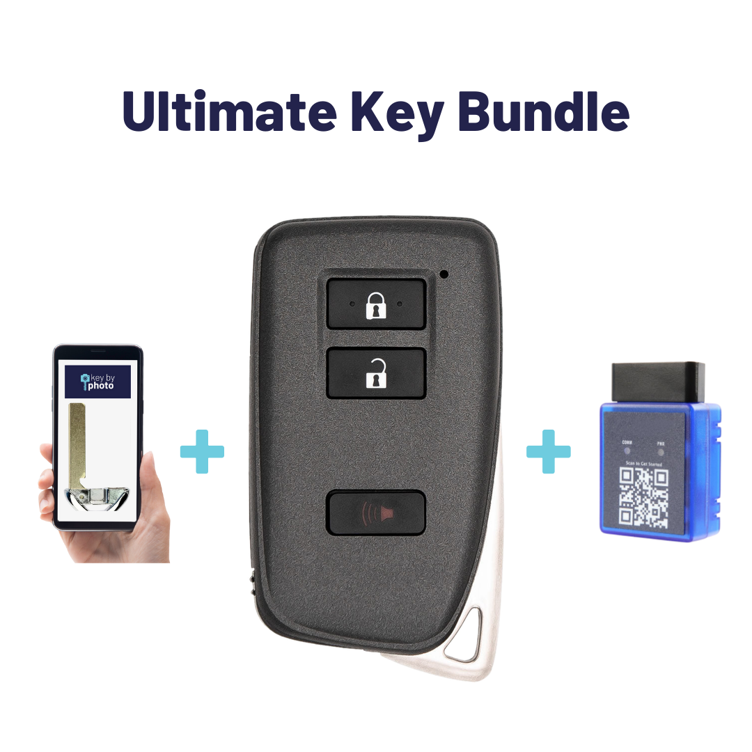 Ultimate Smart Key Bundle with Programming Tool, Aftermarket 3-Button Smart Key Fob and Key By Photo for Select Lexus Vehicles (LEXSK-3B-45-K-UKB)