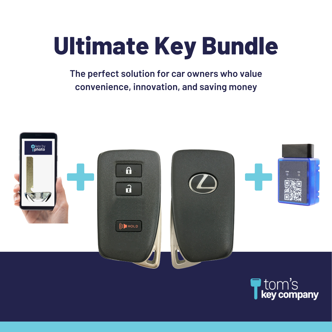 Ultimate Smart Key Bundle with Programming Tool, Refurbished 3-Button Smart Key Fob and Key By Photo for Select Lexus Vehicles (LEXSK-3B-45-REF-K-UKB)