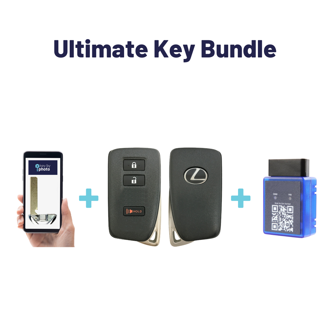 Ultimate Smart Key Bundle with Programming Tool, Refurbished 3-Button Smart Key Fob and Key By Photo for Select Lexus Vehicles (LEXSK-3B-45-REF-K-UKB)