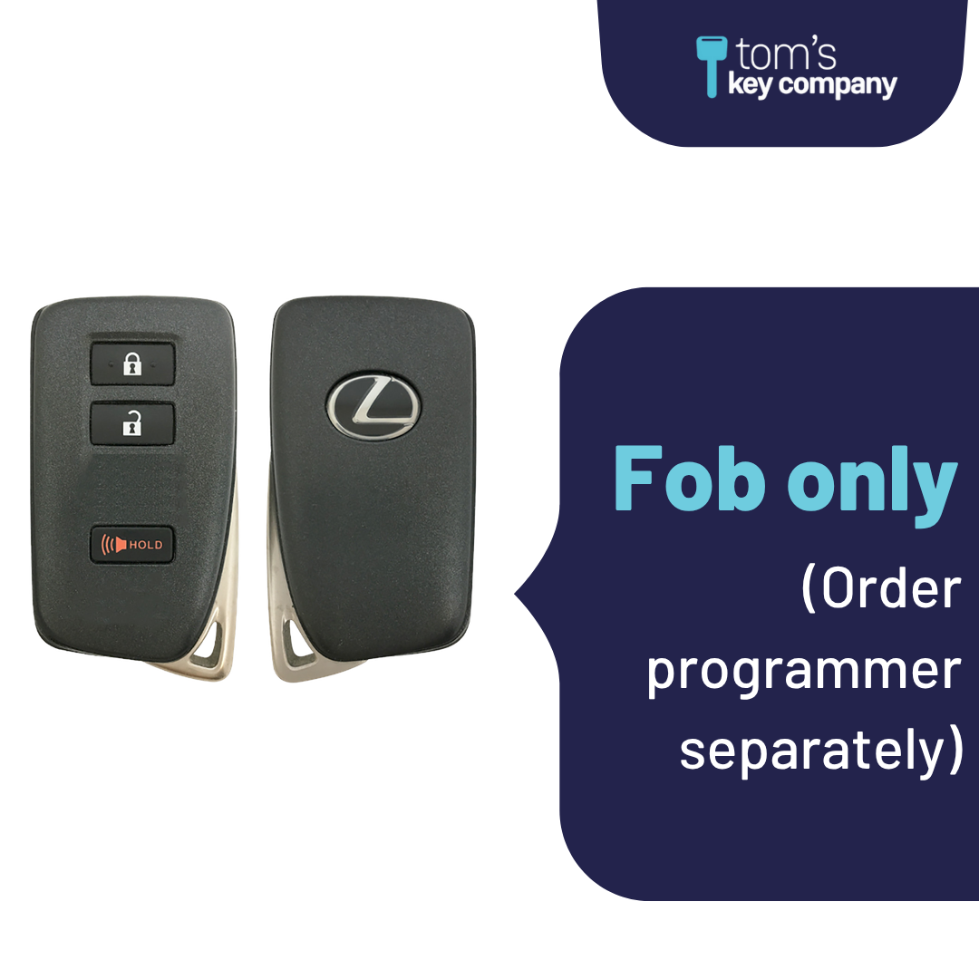 Like New Refurbished 3-Button Smart Key Fob with Lock, Unlock, Panic for Select Lexus Vehicles (LEXSK-3B-45-REF-K)
