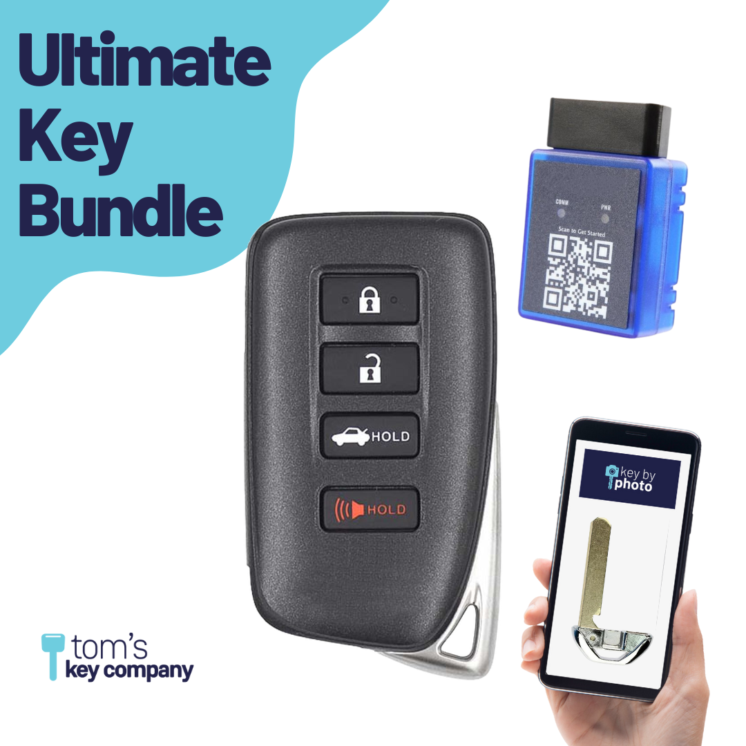 Ultimate Smart Key Bundle with Programming Tool, Aftermarket 4-Button Smart Key Fob and Key By Photo for Select Lexus Vehicles (LEXSK-4B-47-K-UKB)