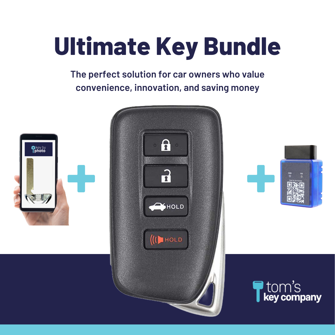 Ultimate Smart Key Bundle with Programming Tool, Aftermarket 4-Button Smart Key Fob and Key By Photo for Select Lexus Vehicles (LEXSK-4B-47-K-UKB)