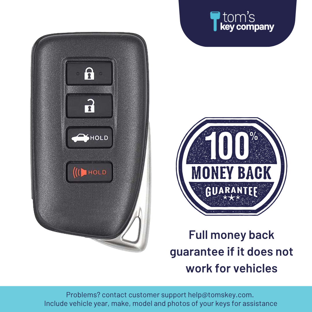 Like New Refurbished 4-Button Smart Key Fob with Lock, Unlock, Trunk, Panic for Select Lexus Vehicles (LEXSK-4B-47-K)