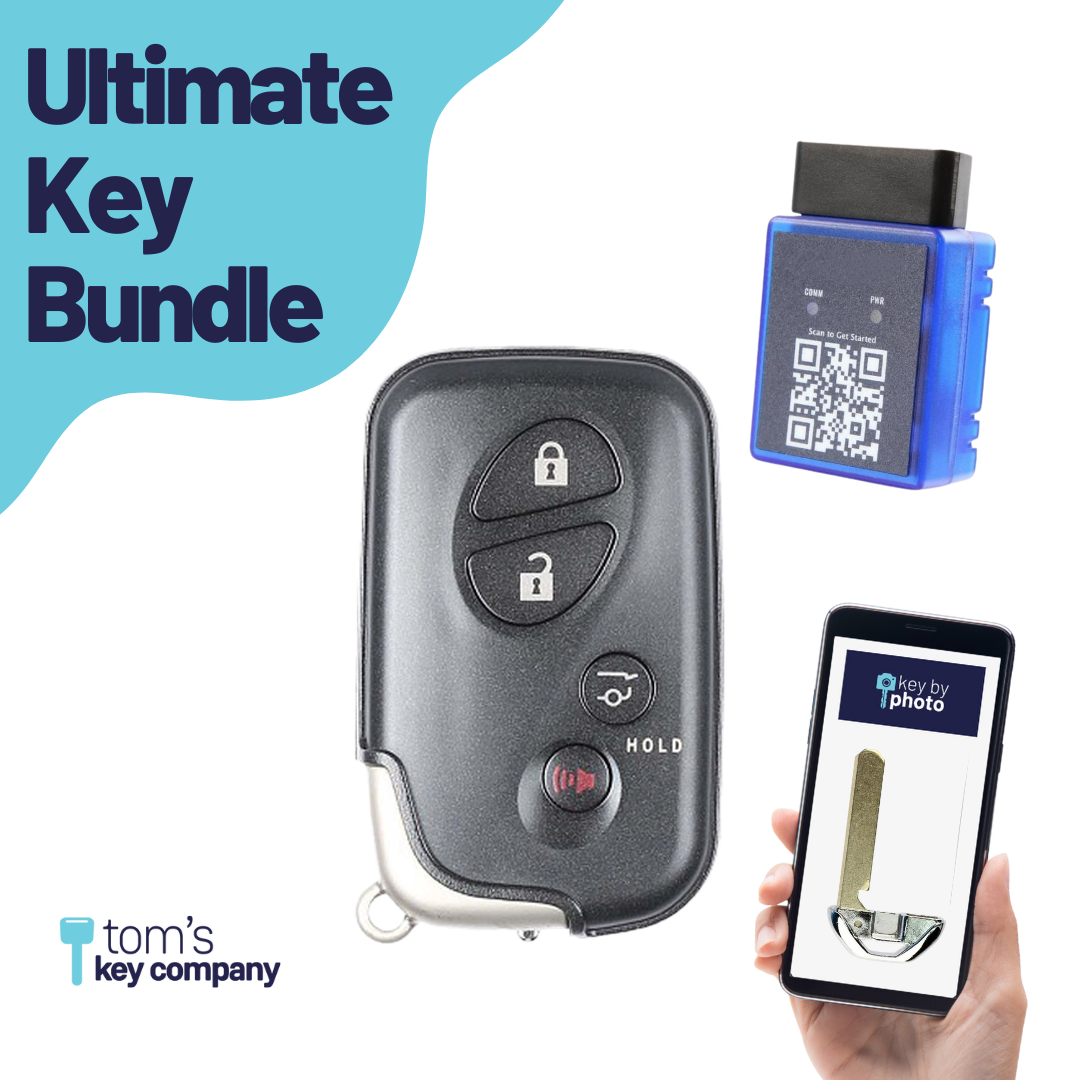 Ultimate Smart Key Bundle with Programming Tool, Refurbished 4-Button Smart Key Fob and Key By Photo for Select Lexus Vehicles (LEXSK-4B-HR-41-K-UKB)