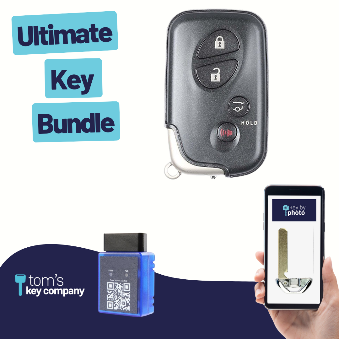 Ultimate Smart Key Bundle with Programming Tool, Refurbished 4-Button Smart Key Fob and Key By Photo for Select Lexus Vehicles (LEXSK-4B-HR-41-K-UKB)