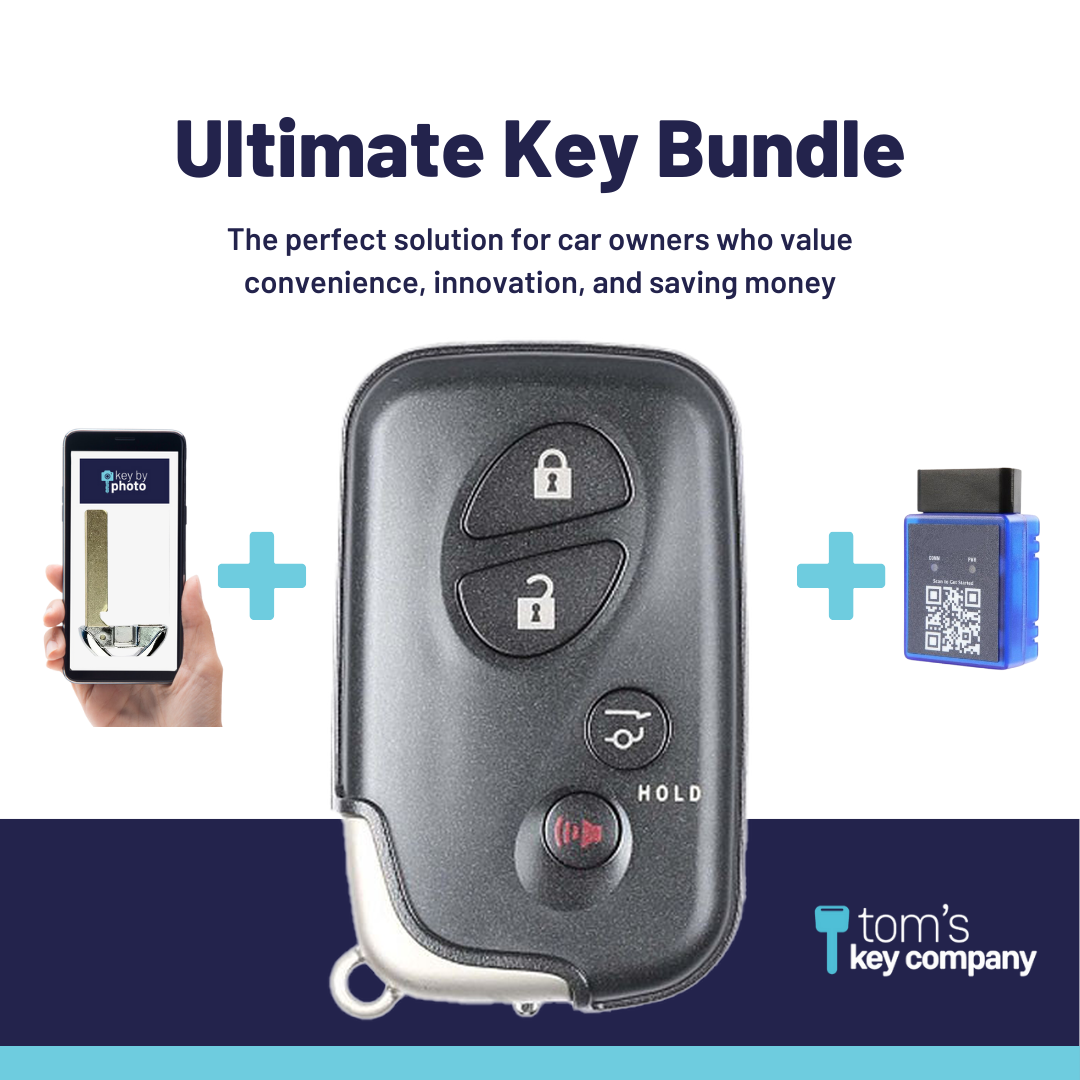 Ultimate Smart Key Bundle with Programming Tool, Refurbished 4-Button Smart Key Fob and Key By Photo for Select Lexus Vehicles (LEXSK-4B-HR-41-K-UKB)