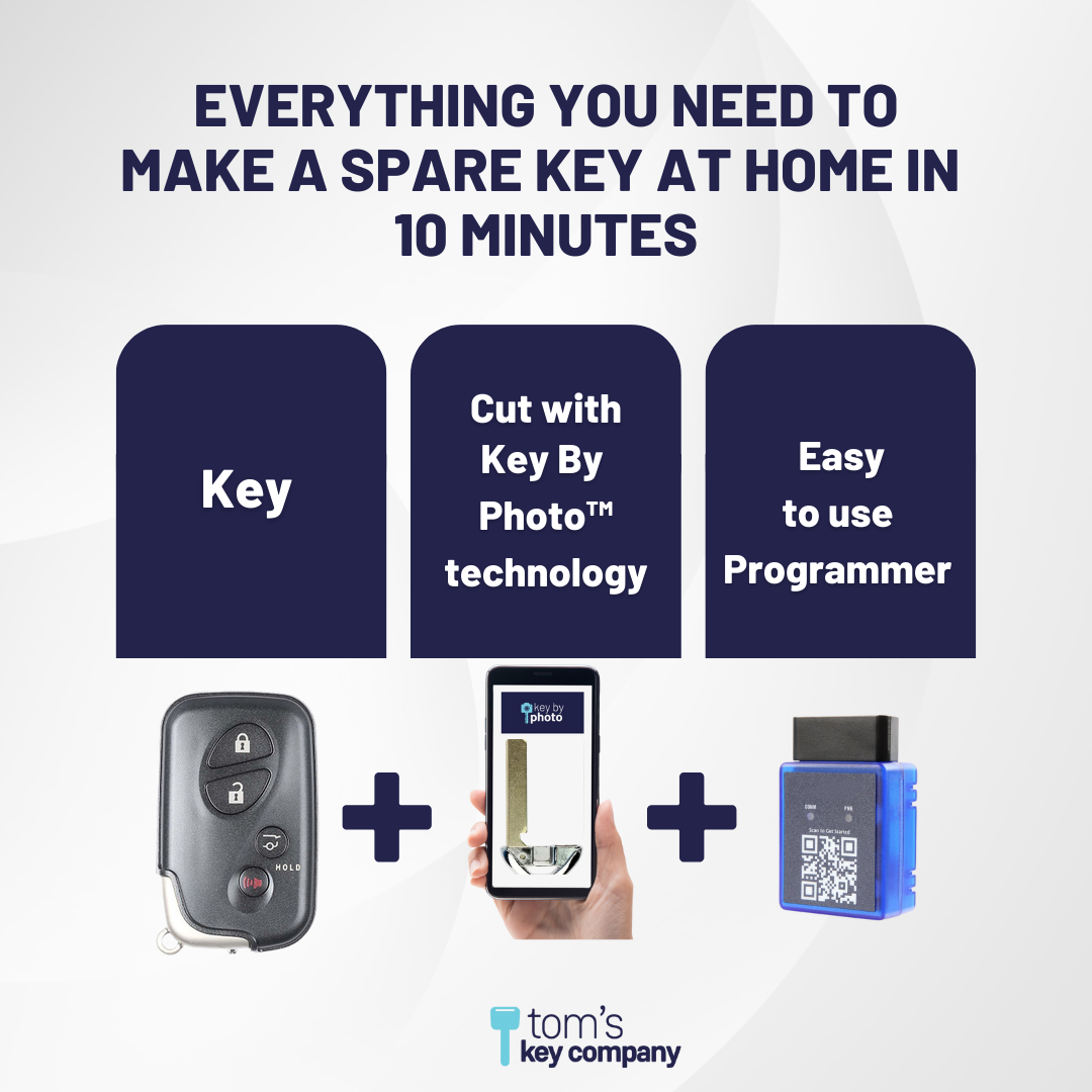 Ultimate Smart Key Bundle with Programming Tool, Refurbished 4-Button Smart Key Fob and Key By Photo for Select Lexus Vehicles (LEXSK-4B-HR-41-K-UKB)