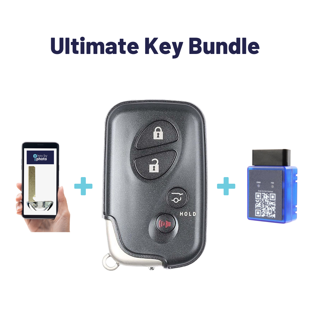 Ultimate Smart Key Bundle with Programming Tool, Refurbished 4-Button Smart Key Fob and Key By Photo for Select Lexus Vehicles (LEXSK-4B-HR-41-K-UKB)