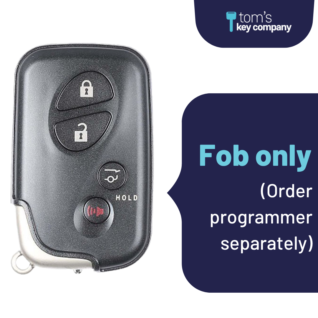 Brand New Aftermarket 4-Button Smart Key Fob with Lock, Unlock, Rear Glass, Panic for Select Lexus Vehicles (LEXSK-4B-HR-41-K)