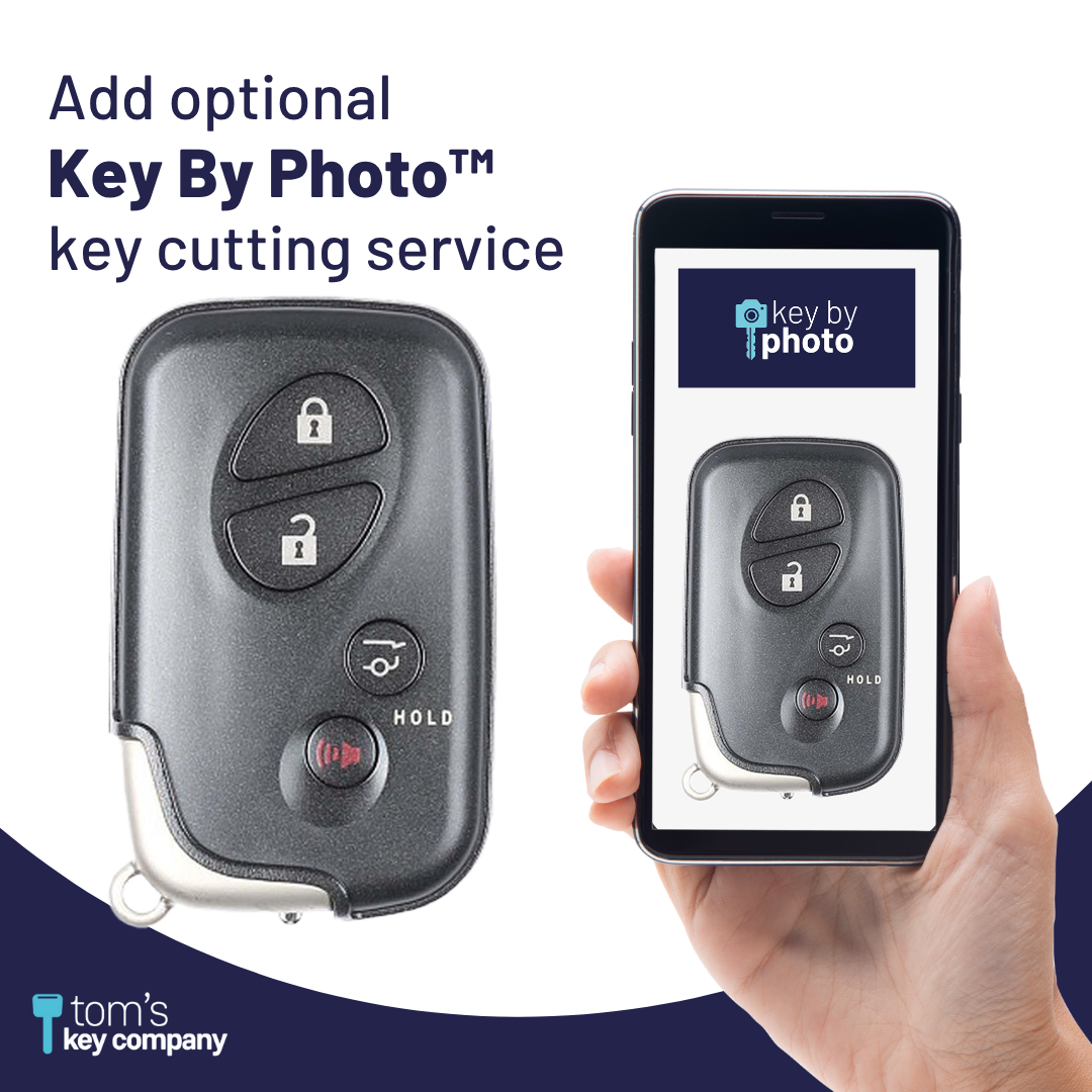 Brand New Aftermarket 4-Button Smart Key Fob with Lock, Unlock, Rear Glass, Panic for Select Lexus Vehicles (LEXSK-4B-HR-41-K)