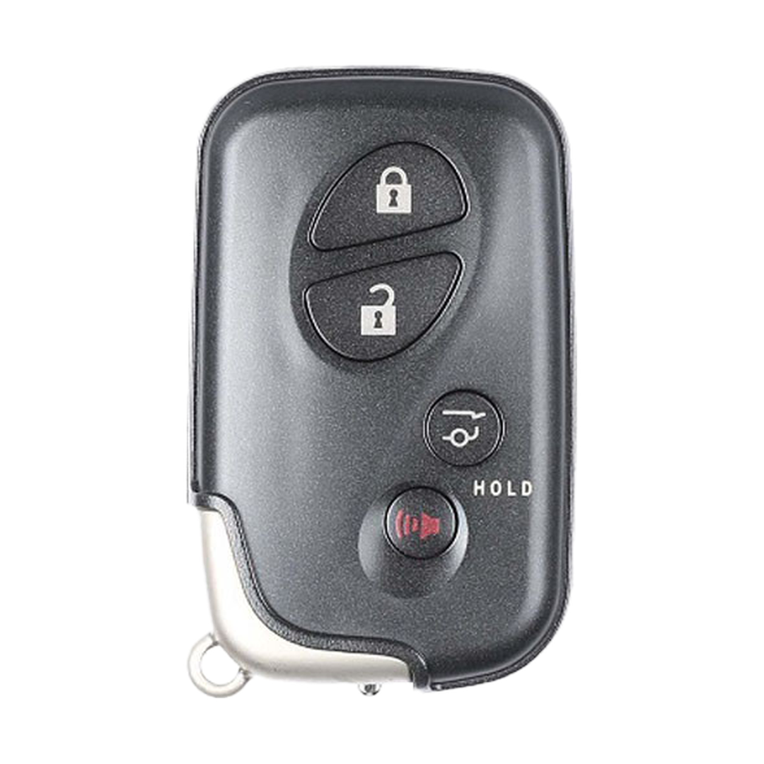 Brand New Aftermarket 4-Button Smart Key Fob with Lock, Unlock, Rear Glass, Panic for Select Lexus Vehicles (LEXSK-4B-HR-41-K)