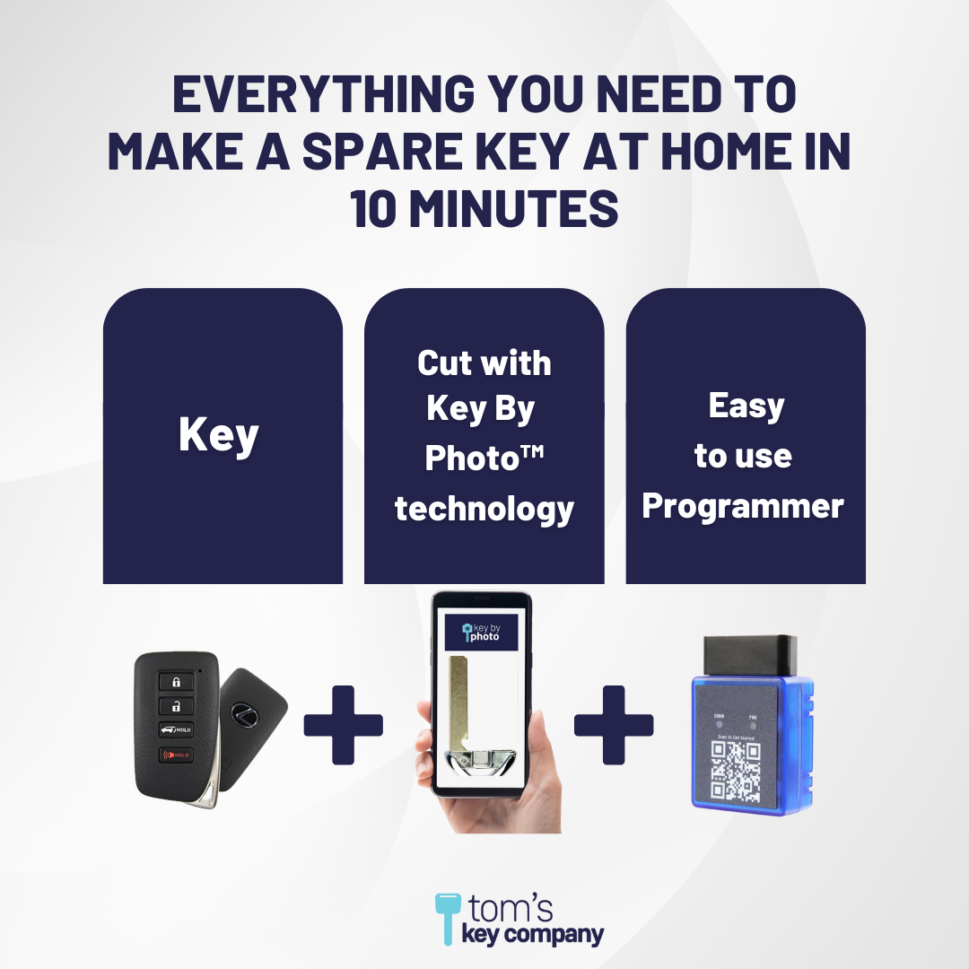 Ultimate Smart Key Bundle with Programming Tool, Refurbished 4-Button Smart Key Fob and Key By Photo for Select Lexus Vehicles (LEXSK-4B-HR-46-REF-K-UKB)