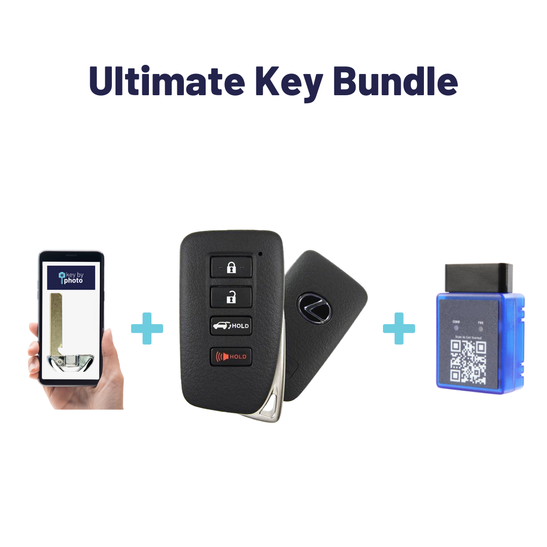 Ultimate Smart Key Bundle with Programming Tool, Refurbished 4-Button Smart Key Fob and Key By Photo for Select Lexus Vehicles (LEXSK-4B-HR-46-REF-K-UKB)