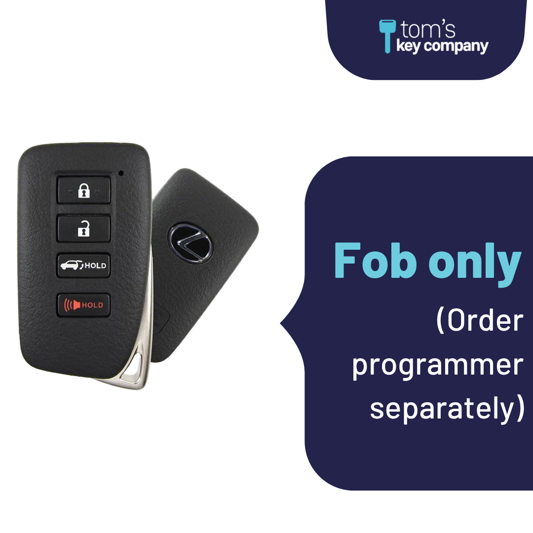 Like New Refurbished 4-Button Smart Key Fob with Lock, Unlock, Hatch Hold, Panic for Select Lexus Vehicles (LEXSK-4B-HR-46-REF-K)