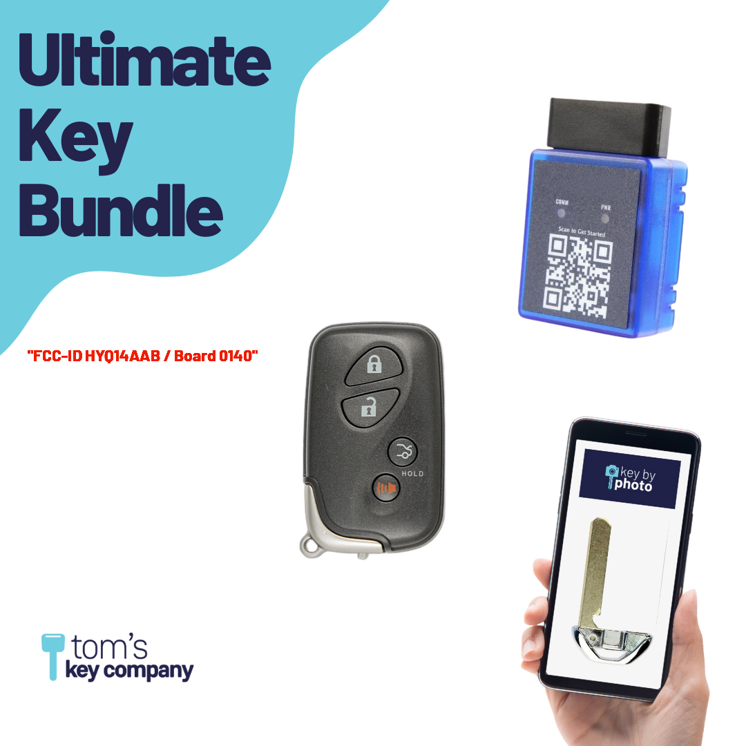 Ultimate Smart Key Bundle with Programming Tool, Refurbished 4-Button Smart Key Fob and Key By Photo for Select Lexus Vehicles (LEXSK-4B-TR-23-K-UKB)