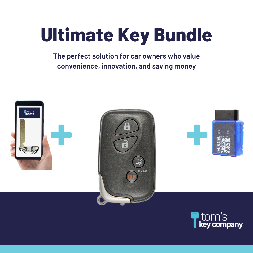 Ultimate Smart Key Bundle with Programming Tool, Aftermarket 4-Button Smart Key Fob and Key By Photo for Select Lexus Vehicles (LEXSK-4B-TR-23-K-UKB)