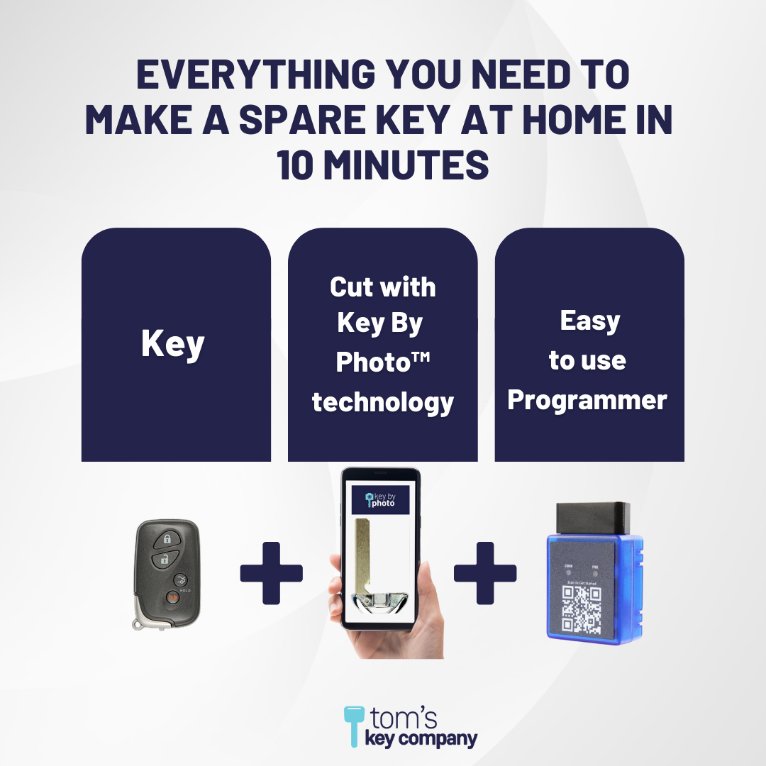 Ultimate Smart Key Bundle with Programming Tool, Refurbished 4-Button Smart Key Fob and Key By Photo for Select Lexus Vehicles (LEXSK-4B-TR-27-K-UKB)