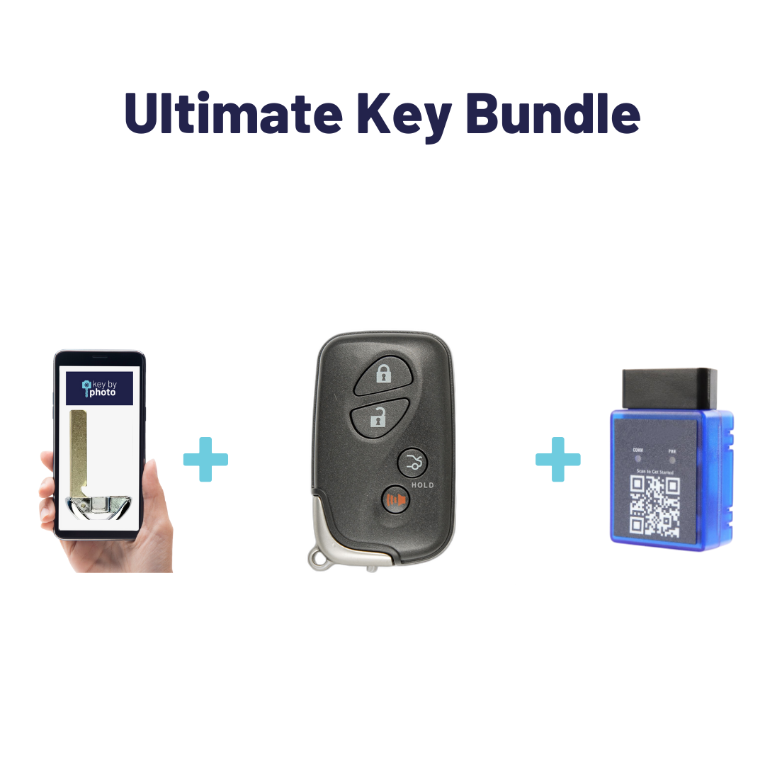 Ultimate Smart Key Bundle with Programming Tool, Refurbished 4-Button Smart Key Fob and Key By Photo for Select Lexus Vehicles (LEXSK-4B-TR-27-K-UKB)