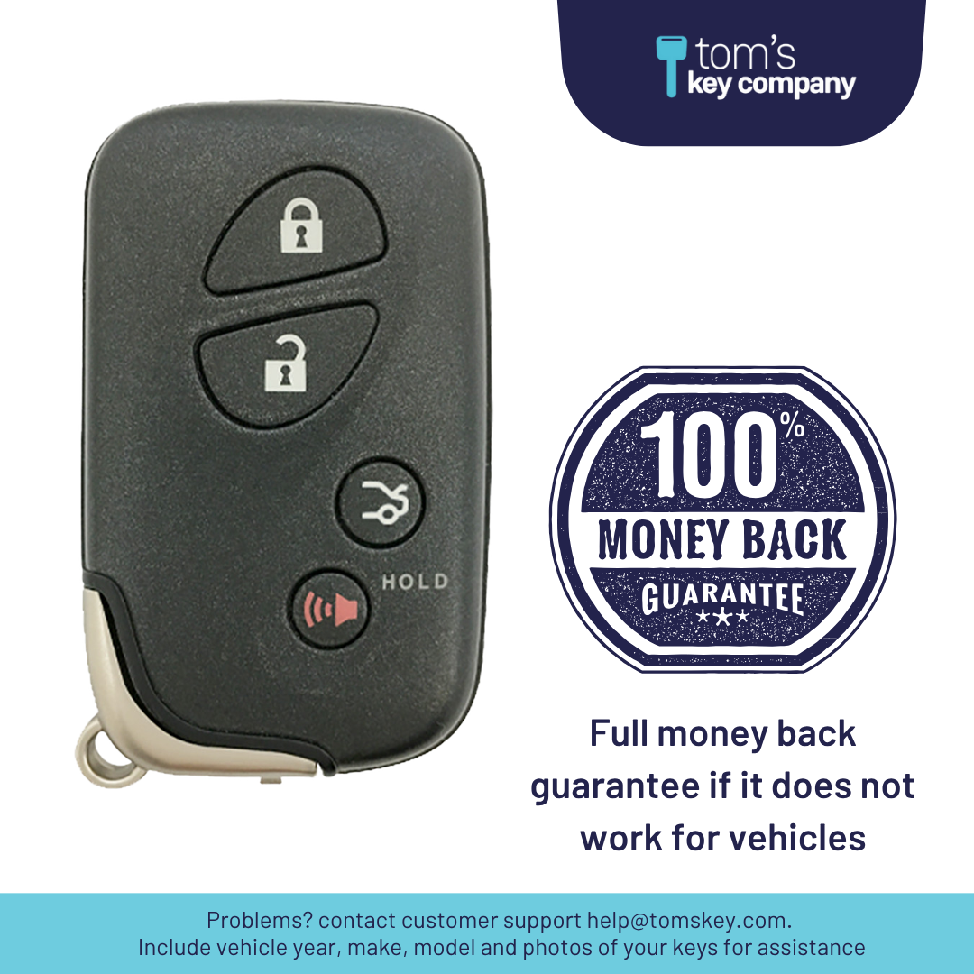 Like New Refurbished 4-Button Smart Key Fob with Lock, Unlock, Trunk, Panic for Select Lexus Vehicles (LEXSK-4B-TR-32-REF-K)
