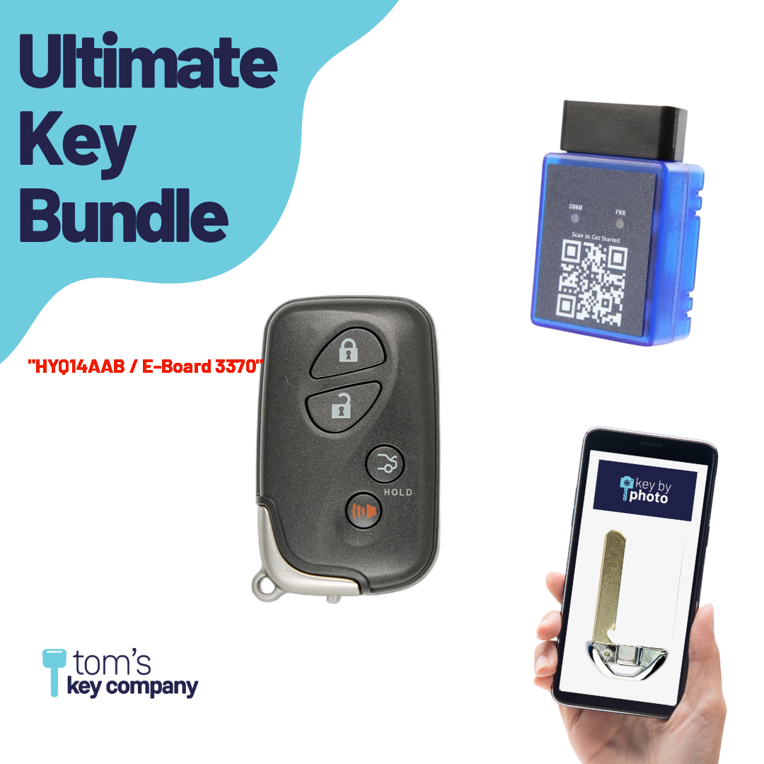 Ultimate Smart Key Bundle with Programming Tool, Refurbished 4-Button Smart Key Fob and Key By Photo for Select Lexus Vehicles (LEXSK-4B-TR-33-K-UKB)