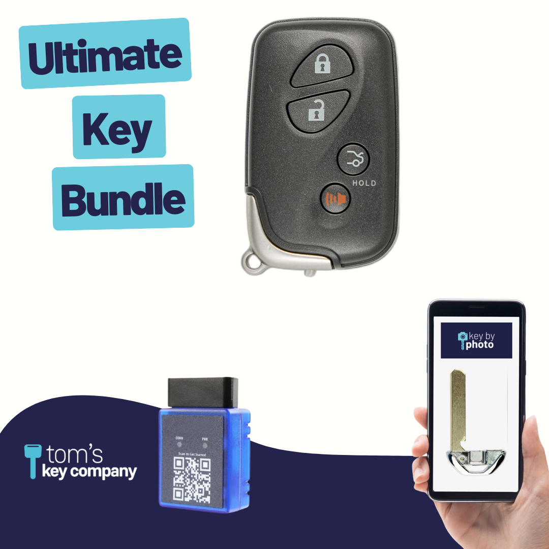 Ultimate Smart Key Bundle with Programming Tool, Refurbished 4-Button Smart Key Fob and Key By Photo for Select Lexus Vehicles (LEXSK-4B-TR-33-K-UKB)