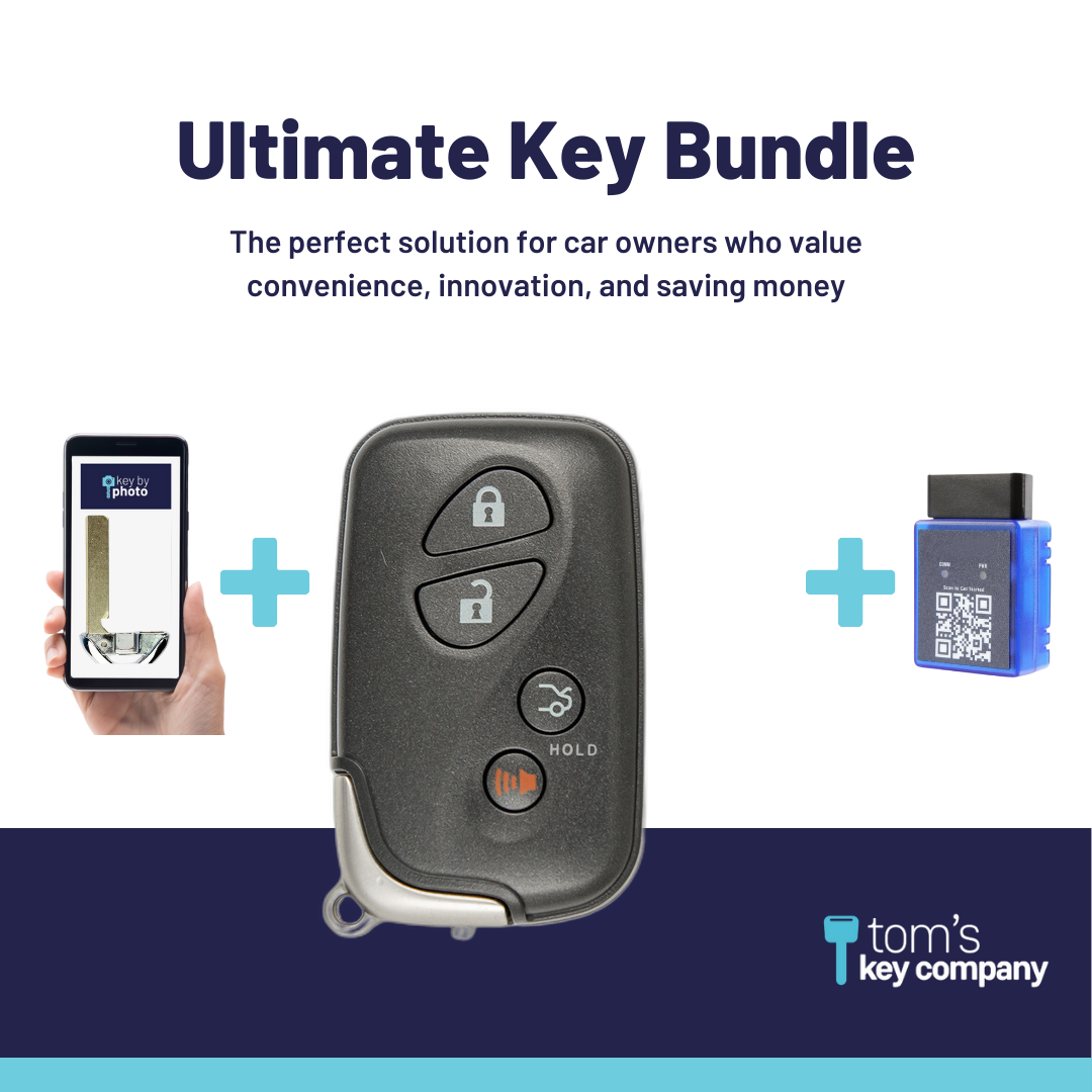 Ultimate Smart Key Bundle with Programming Tool, Refurbished 4-Button Smart Key Fob and Key By Photo for Select Lexus Vehicles (LEXSK-4B-TR-33-K-UKB)