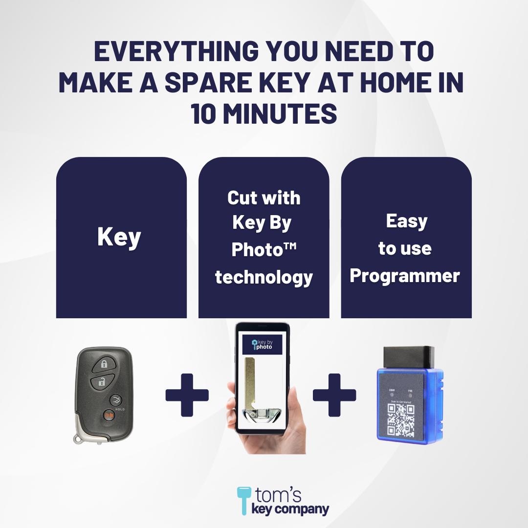 Ultimate Smart Key Bundle with Programming Tool, Refurbished 4-Button Smart Key Fob and Key By Photo for Select Lexus Vehicles (LEXSK-4B-TR-33-K-UKB)