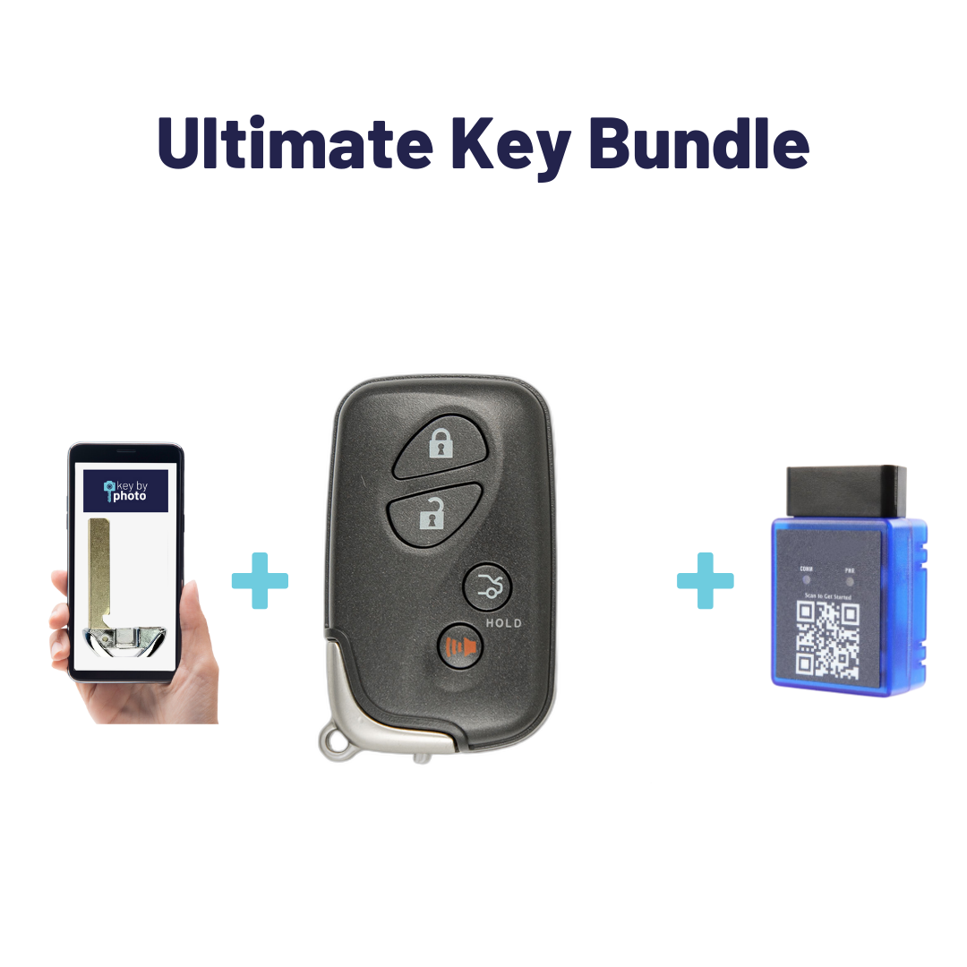 Ultimate Smart Key Bundle with Programming Tool, Refurbished 4-Button Smart Key Fob and Key By Photo for Select Lexus Vehicles (LEXSK-4B-TR-33-K-UKB)