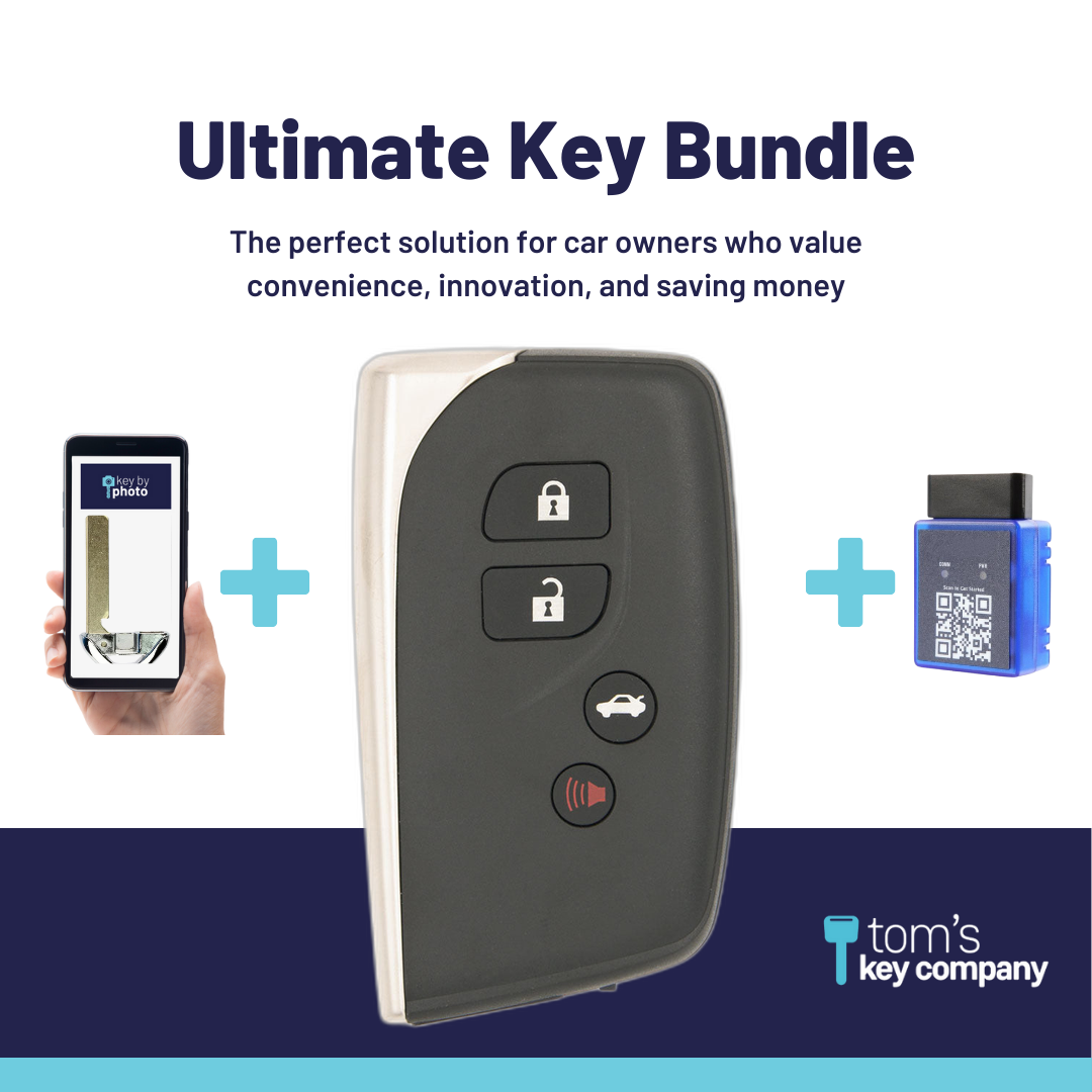 Ultimate Smart Key Bundle with Programming Tool, Aftermarket 4-Button Smart Key Fob and Key By Photo for Select Lexus Vehicles (LEXSK-4B-TR-40-K-UKB)