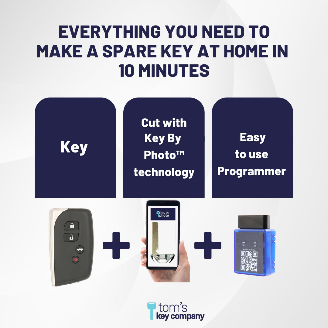 Ultimate Smart Key Bundle with Programming Tool, Aftermarket 4-Button Smart Key Fob and Key By Photo for Select Lexus Vehicles (LEXSK-4B-TR-40-K-UKB)