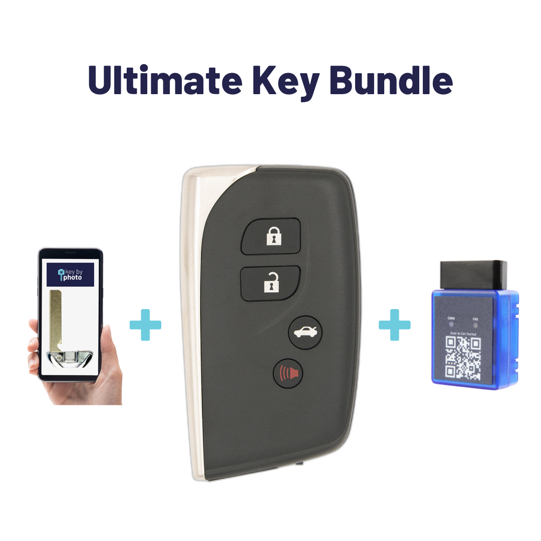Ultimate Smart Key Bundle with Programming Tool, Aftermarket 4-Button Smart Key Fob and Key By Photo for Select Lexus Vehicles (LEXSK-4B-TR-40-K-UKB)