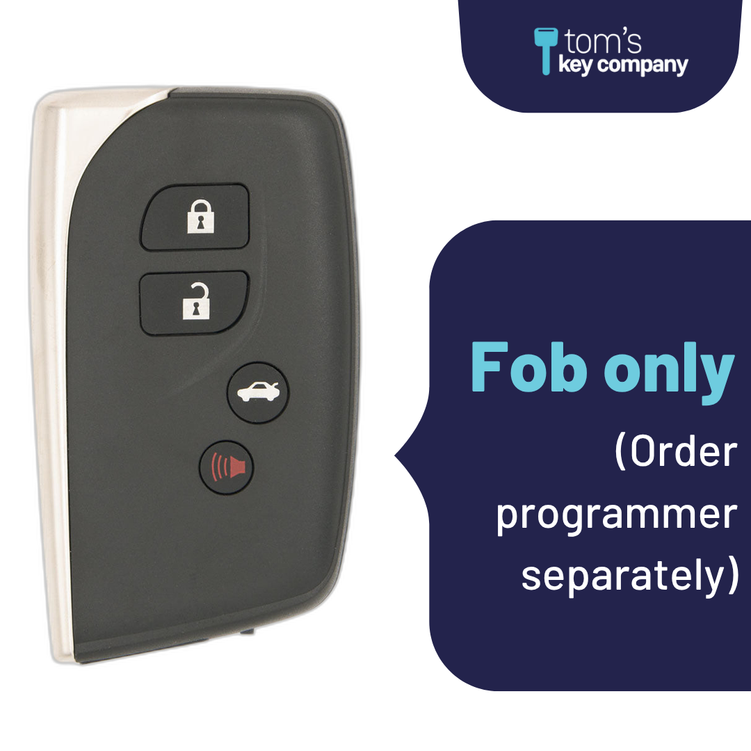 Brand New Aftermarket 4-Button Smart Key Fob with Lock, Unlock, Trunk, Panic for Select Lexus Vehicles (LEXSK-4B-TR-40-K)