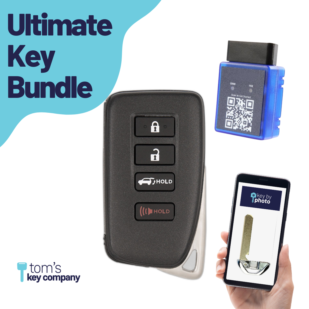 Ultimate Smart Key Bundle with Programming Tool, Refurbished 4-Button Smart Key Fob and Key By Photo for Select Lexus Vehicles (LEXSK-4B-TR-43-K-UKB)