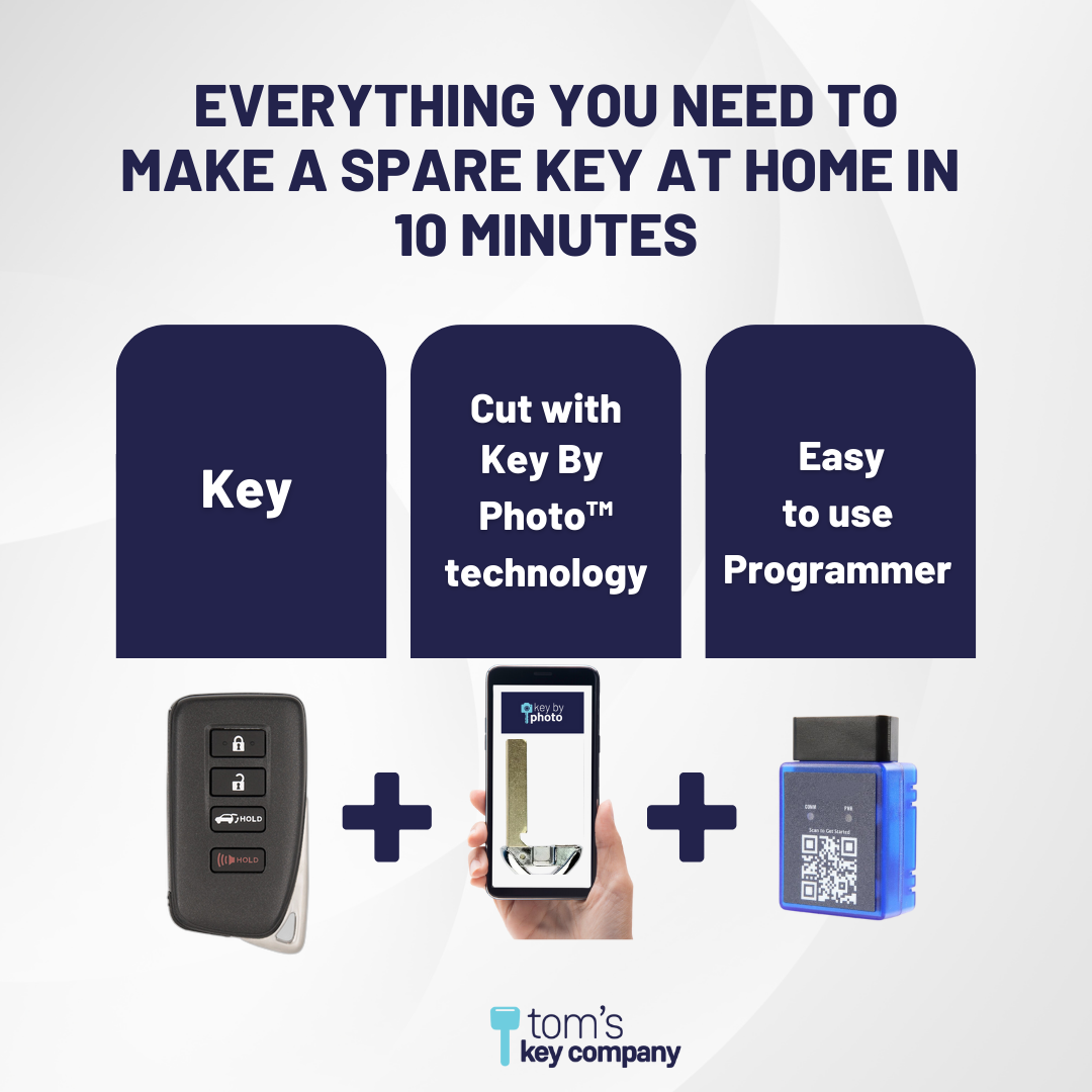 Ultimate Smart Key Bundle with Programming Tool, Refurbished 4-Button Smart Key Fob and Key By Photo for Select Lexus Vehicles (LEXSK-4B-TR-43-K-UKB)