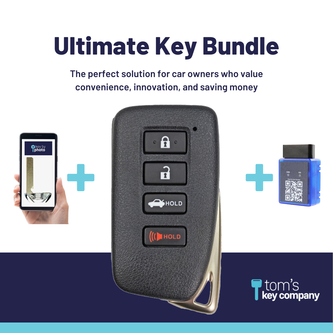 Ultimate Smart Key Bundle with Programming Tool, Refurbished 4-Button Smart Key Fob and Key By Photo for Select Lexus Vehicles (LEXSK-4B-TR-47-REF-K-UKB)